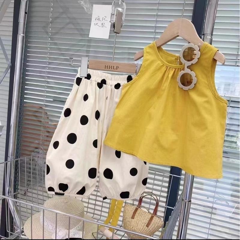 Bộ Quần Áo Mùa Hè Cho Em Bé Gái, Bộ 2 Món Áo Vest Và Quần, Cho Bé Gái Từ 1-7 Tuổi