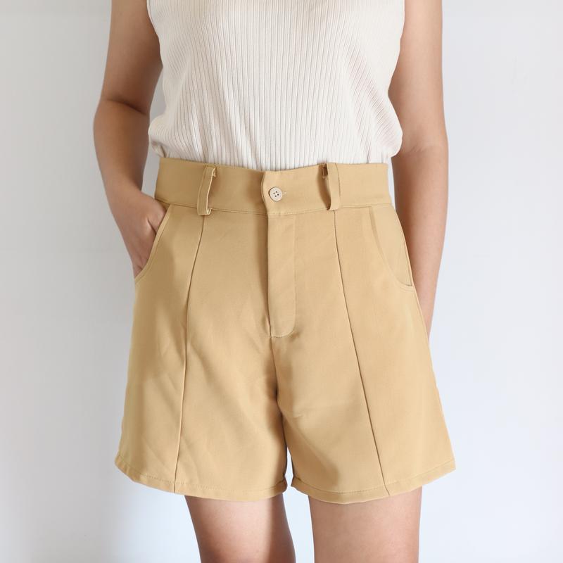 ( Mã 12) Quần short nữ lưng cạp cao fom chữ A có túi và khóa kéo - DKTB 012 Nữ Women Ong Pants 0