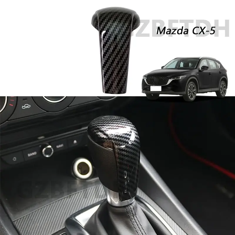Car accessories For Mazda CX-5 2017-2023 (Mazda 3 2014-2019) Gear knob cover Carbon Fiber Texture auto parts Gear head Protection