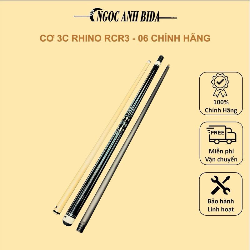 Cơ bida 3C rhino RCR3 - Full Carbon 1 Cán 2 Ngọn 1 Gỗ + 1 Carbon Full + Đủ Combo Phụ Kiện Sport