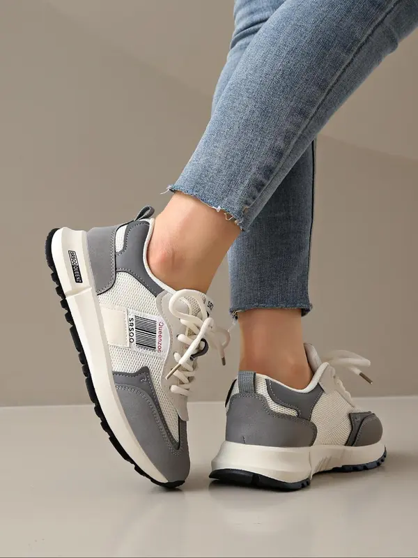Women's Fashionable Lace Up Sneakers, Casual Comfortable Breathable Sports Running Shoes, All-match Round Toe Shoes for Daily Wear 2