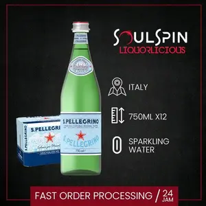 San Pellegrino Sparkling Mineral Water 750ml [ Dus isi 12 Botol ] JNE Cargo Termasuk Packing Kayu