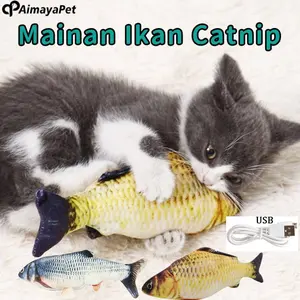 AimayaPet Mainan Kucing Bentuk Ikan Catmint Fish Boneka Tahan Gigitan Mainan/Mainan Ikan Catnip/Dancing Fish Mainan Ikan Mainan
