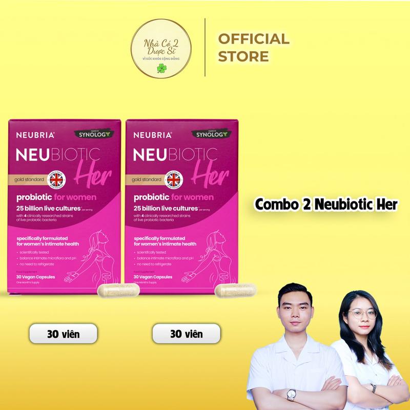 [2 Hộp] Men lợi khuẩn Neubiotic Her - Hộp 30 viên – Bổ Sung Lợi Khuẩn Hỗ Trợ Sức Khỏe Cho Nữ Giới - Nhập Khẩu Chính Hãng