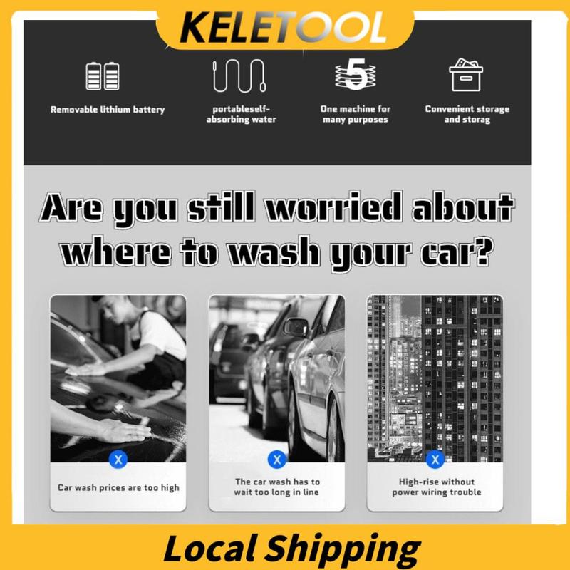 LOCAL SHIPPING SG SELLER LOCAL STOCK  Water Spray Gun Water Jet High Pressure Powerful Sprayer Car Wash Washer Cordless Portable 1