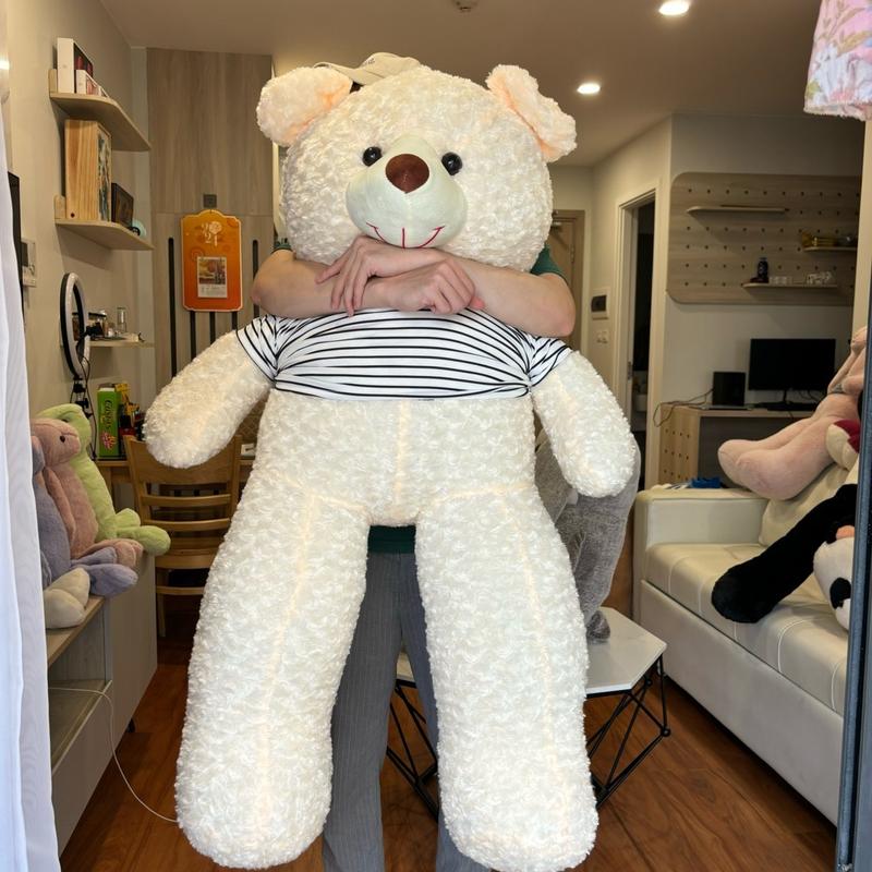 Gấu Teddy DuDu 1m2 Q.C loại 1 vải lông xoắn hoa hồng - Đồ Chơi Thú Nhồi Bông