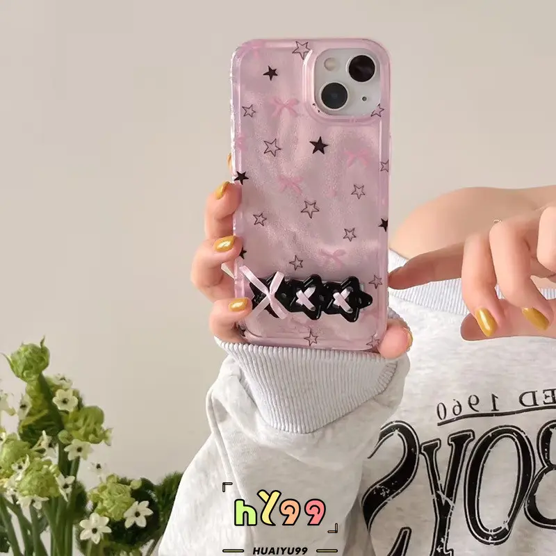 Case HP Untuk Infinix Smart 8 7 5 6 Pro Tecno Spark GO 2023 GO 2024 20C 20 Hot 40i 30i 30 40 11 10 8 9 12 Pro Play Note 40 30 Pro Pita Cantik Bersinar Warna Bintang Lima Titik Cinta Romantis Hati Soft Cover 6