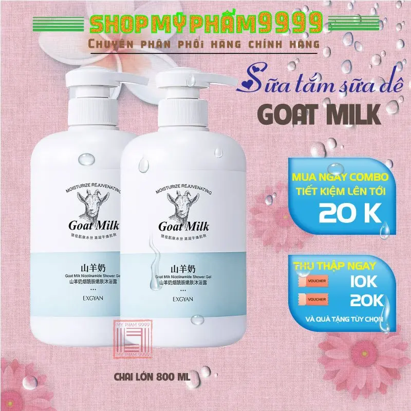 [Chính Hãng] Sữa tắm sữa dê làm trắng da dưỡng ẩm Goat Milk -dưỡng ẩm làm đều màu da,làm cho da mềm mịn hương thơm lâu