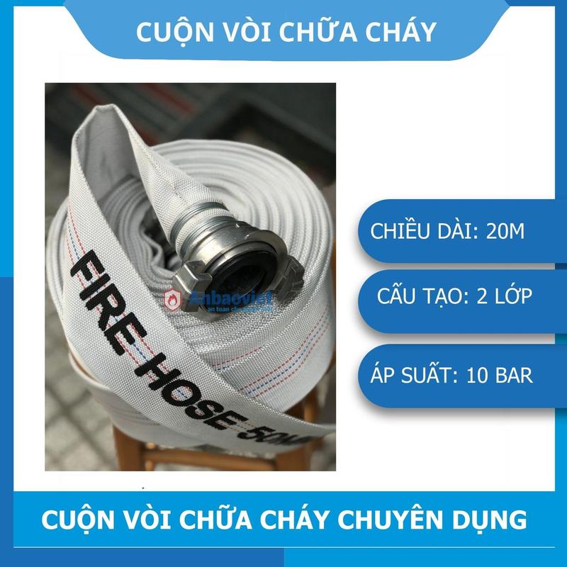 Product Introduction of Cuộn vòi cứu hỏa, vòi dẫn nước chữa cháy dài 20 mét, áp suất nước 10bar, có khớp nối 27