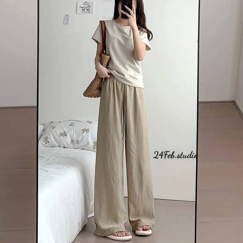 [QAN05] Quần vải đũi cạp chun dáng xuông hack dáng phong cách Hàn Quốc [24F]