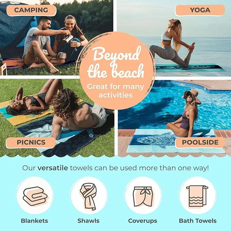 Boho Style Evil Eye Pattern Beach Towel, Soft Water Absorbent Towel, Quick-drying Towel for Beach, Swimming Pool, Yoga, Camping 5