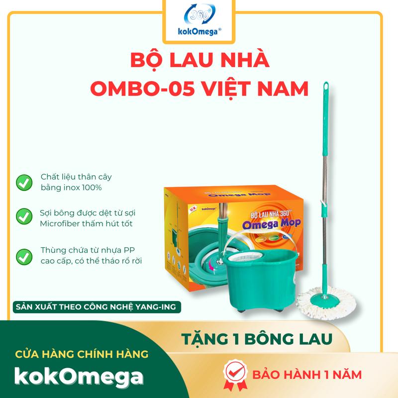  Bộ Lau Nhà Xoay 360 Độ kokOmega Rổ Rời OMBO-05 Lau Sàn Cây Lau Nhà Inox 