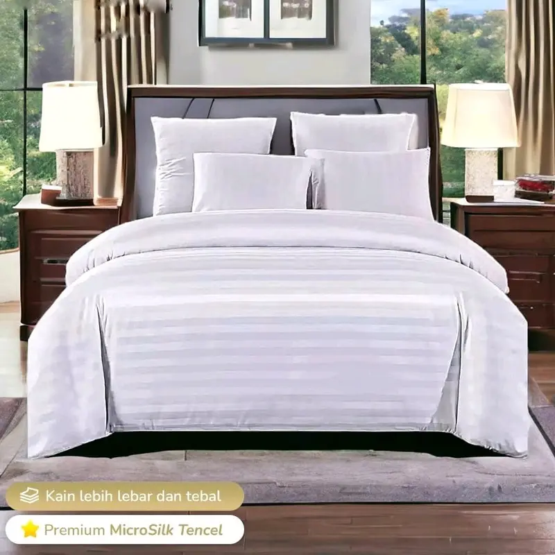 TINGGI 40 CM - SPREI HOTEL MICROTENCEL PREMIUM GRAMASI 130  SET ANTI GESER  FREE KARET ANTI GESER SEPRAI Kain Serat Bambu Mikro Sarung Bantal Frame 7