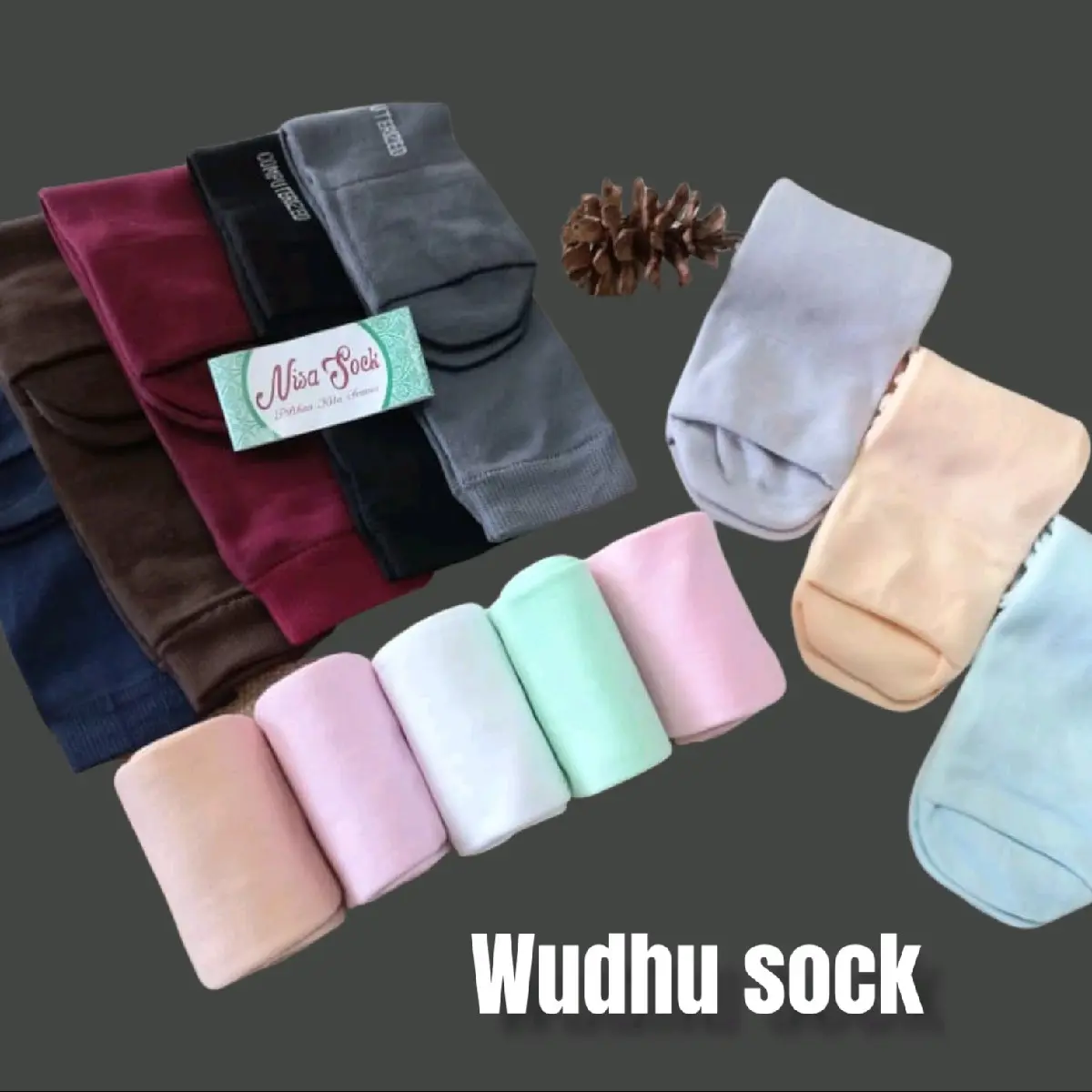 6 pasang Kaos kaki wudhu/kaos kaki umroh/kaos kaki polos muslimah jempol computerized