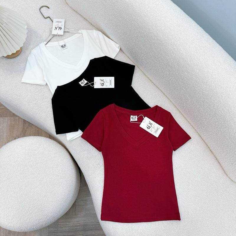 TN03_Áo thun tim viền tay ngắn zip lụa qc