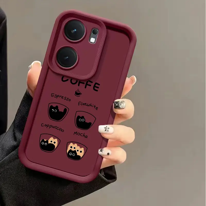 Ốp Điện Thoại, Dành Cho Oppo Reno 13F 4G 5G, Chất Liệu Mềm Mại, Chống Vỡ, Thiết Kế Hình Mèo Cà Phê 7