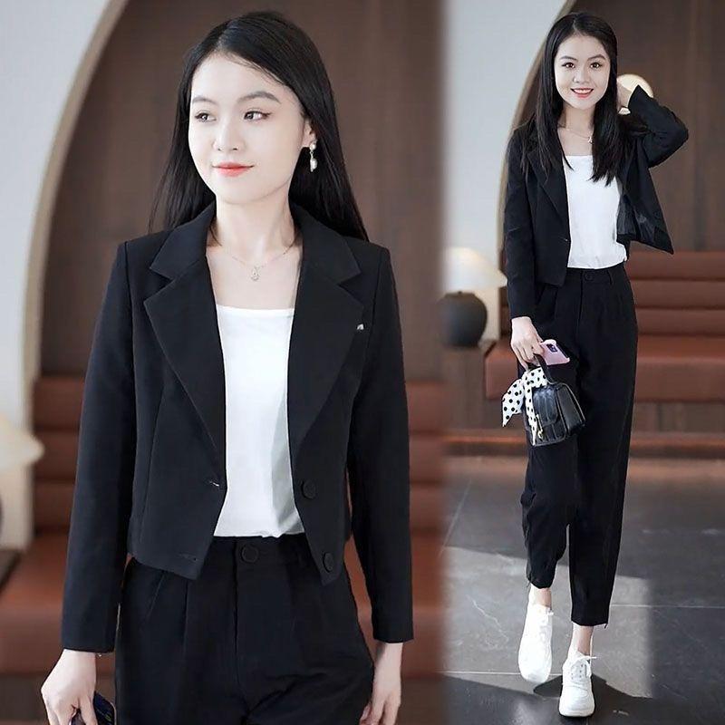 Product Introduction of Đơn / Bộ Đồ Phong Cách Phương Tây Bộ Đồ Lô Hàng Ngắn Phù Hợp Với Phụ Nữ Thời Trang Nhỏ Mới Bộ Đồ Nhỏ Quần Harem Bộ Hai Mảnh Women Áo 7