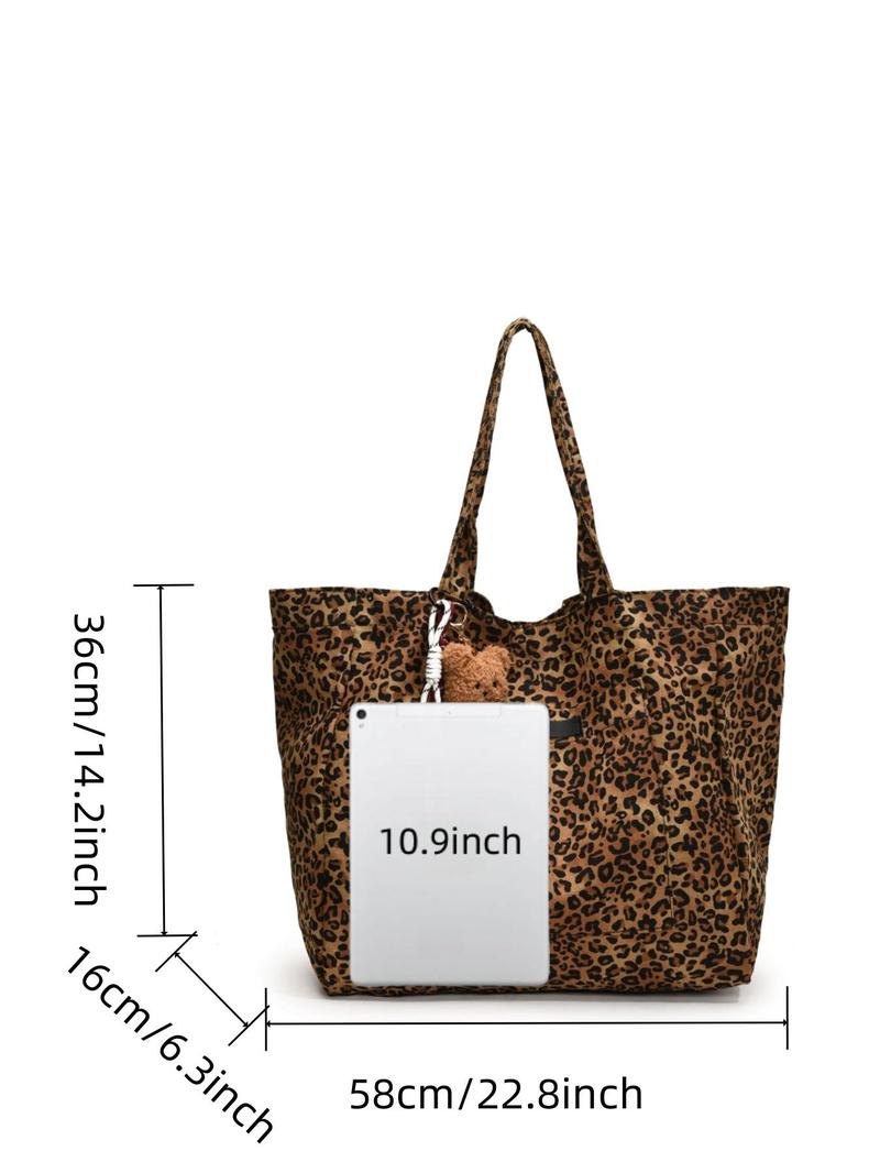 Product Introduction of Women's Fashion Leopard Pattern Tote Bag, Large Capacity Shoulder Bag for Daily Used, Casual Trendy Versatile High-quality Daily Commuting Bag, Girl Fashionable Bag 1
