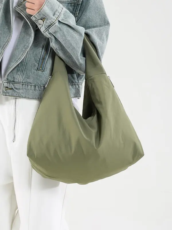 Women's Solid Color Tote Bag, Fashionable Large Capacity Shoulder Bag for Daily Commute, Casual Trendy Versatile High-quality Daily Commuting Bag, Sling Purse 3