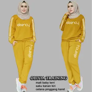 OLIVIA TRAINING Pakaian Baju Stelan Olahraga senam Wanita. Tersedia Size L, XL, XXL, 3XL