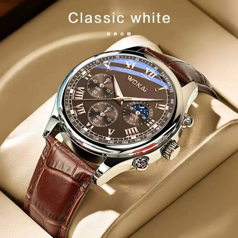 Dazzling colour blue glass three eyes steel belt watch men quartz watches gifts men's watches wholesale