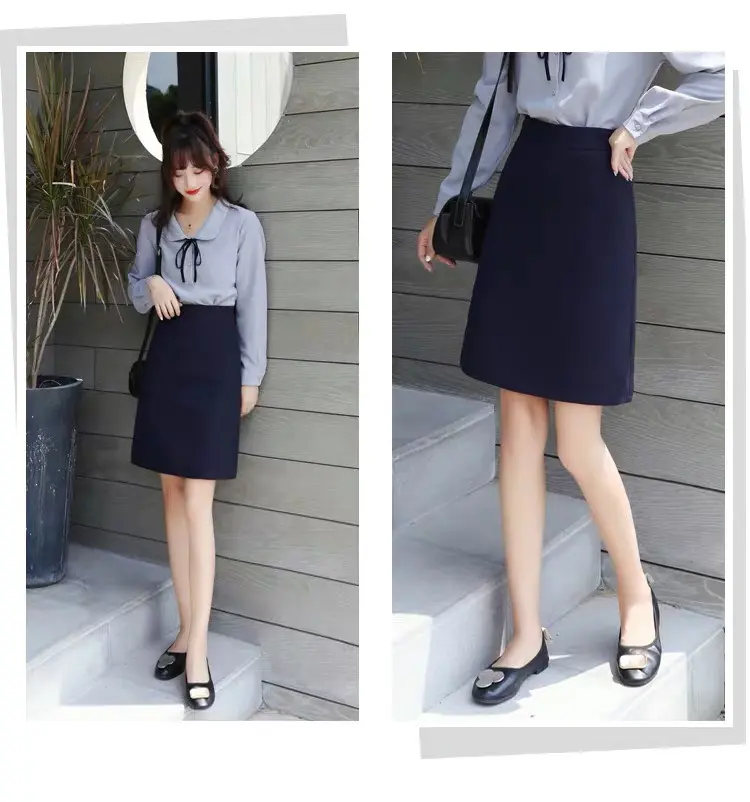 Chân váy chữ A cơ bản công sở dài tới gối có túi chéo dài 50cm chất liệu vitex  Susuclothing