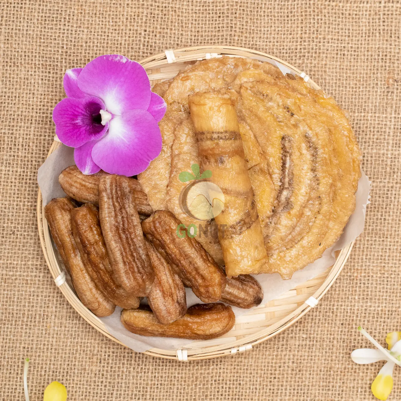 1kg Combo chuối xiêm ép dẻo + chuối xiêm sấy nguyên trái nhà Gonut  - chuối sấy miền tây Food Ăn Vặt