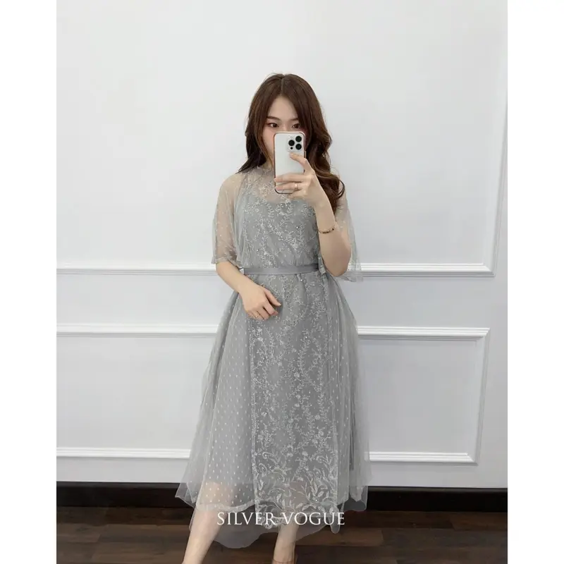 Dress Lorenza New Product Busana Wanita Dress Brukat Fashion Wanita Bisa Cod Dress Casual Pesta 2