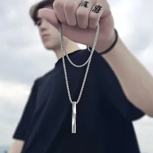 【Sktlz】Design kecil merasa kalung spiral kalung sepasang kalung spiral pria personalitas sederhana hip-hop semua-cocok item
