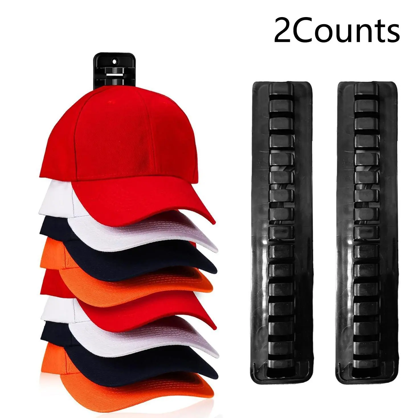 Baseball Cap Storage Rack, 2 Counts Wall Mounted Hat Display Storage Rack, Hat Organizer for Home Bedroom Living Room Office