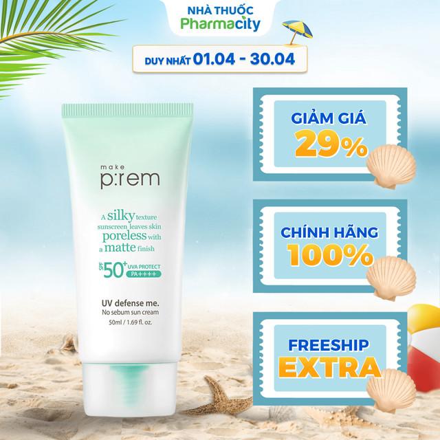 (COD)Kem Chống Nắng Make p:rem Vật Lý Kiềm Dầu Khô Ráo (50ml)