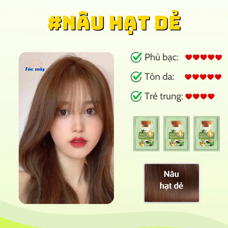 [Combo 40 gói (không hộp)]  Dầu gội nhuộm tóc phụ bạc tặng kèm đầy đủ chụp tai, chụp đầu, găng tay, choàng vai tránh vây bẩn bởi thuốc nhuộm 2