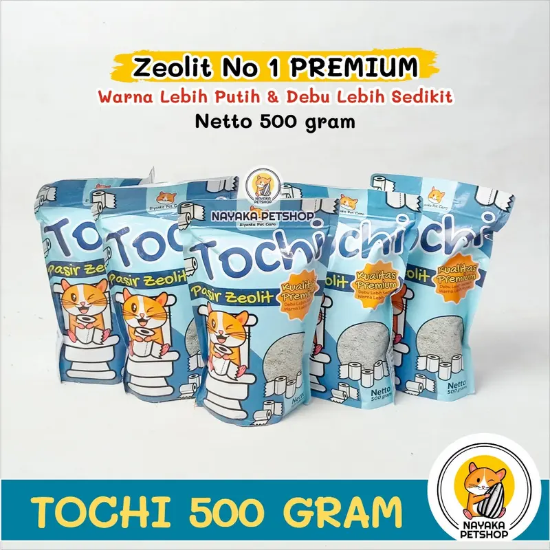 Pasir Zeolit PREMIUM Tochi 500 gr Hamster Sand Toilet Alas Kencing Kotoran Kandang Hewan Pengganti Serbuk Kayu Gumpal 0