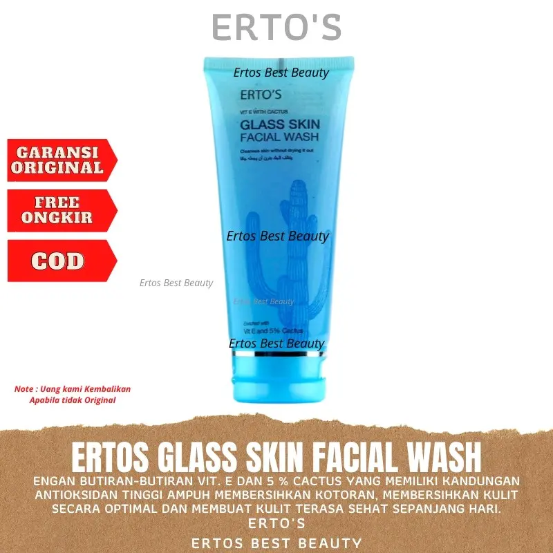 Ertos Glass Skin Facial Wash Membersihkan Mencerahkan Wajah