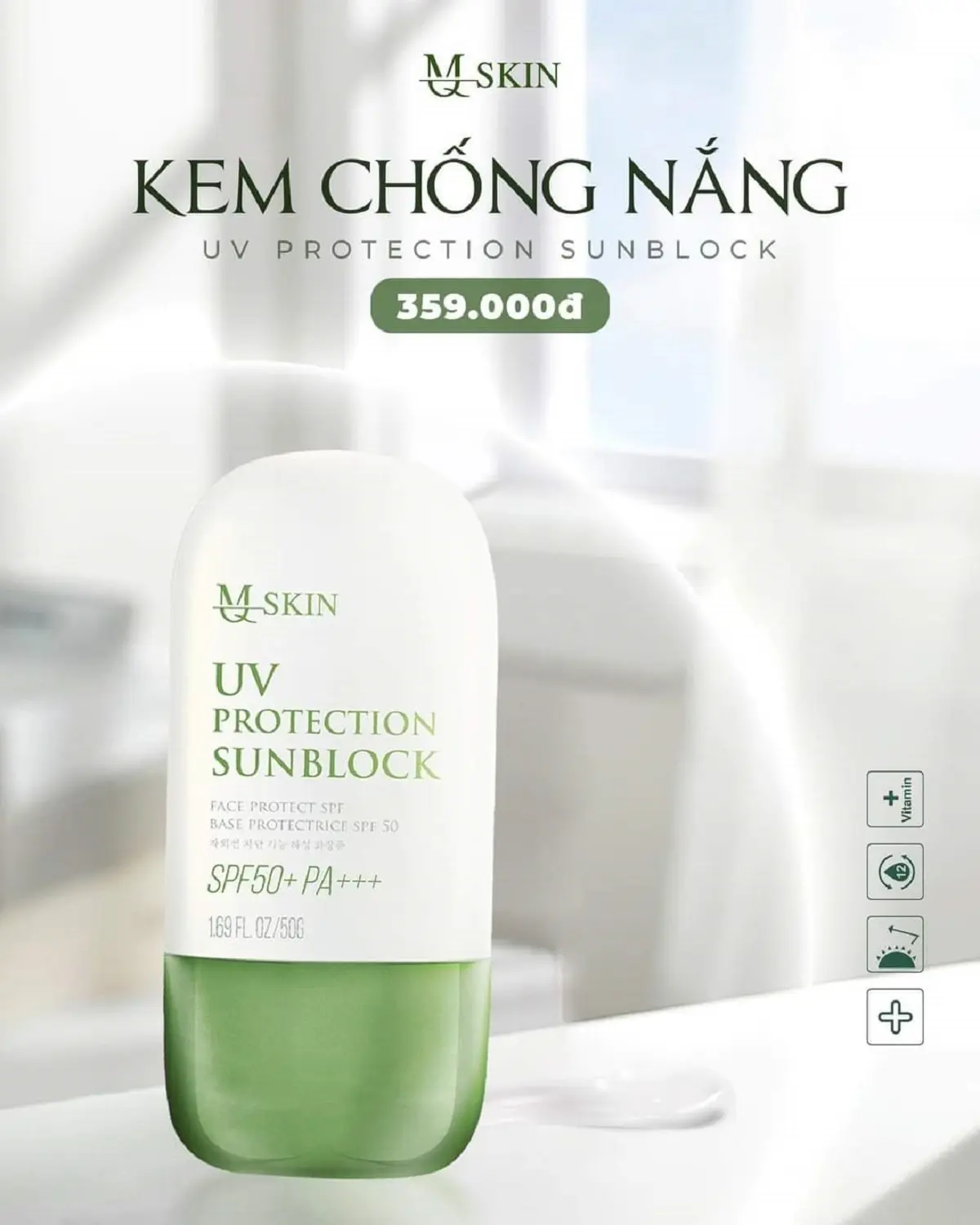 (MQSKIN chính hãng) Kem Chống Nắng  50G SPE50 +++ UV PROTECTION SUNBLOCK( MẪU MỚI) Bảo vệ làn da dưới ánh nắng mặt trời Skincare Chăm Sóc Da Sun Cream Sunscreen Nữ Women ChốNg NắNg Làm Đẹp Da kemchong nangany mq skin  tái tạo