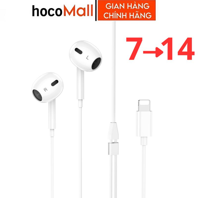  Tai nghe có dây chính hãng hoco dùng bluetooth cho Phone 7 8 xsmax 11 12 13 14 có mic nói chuyện 