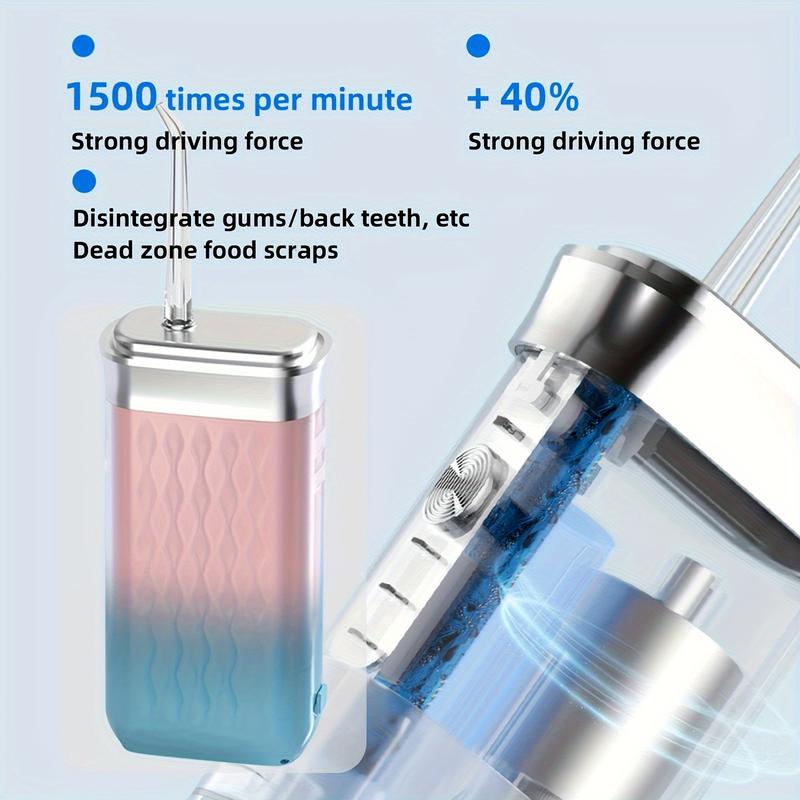 Máy tăm nước không dây Khloee, Máy làm sạch răng Cầm Tay 4 chế độ, 4 đầu phun, Có Thể Sạc Lại USB, Pin Lithium 50mAh, với lợi ích sức khỏe men răng, Thích hợp cho gia đình và du lịch 4