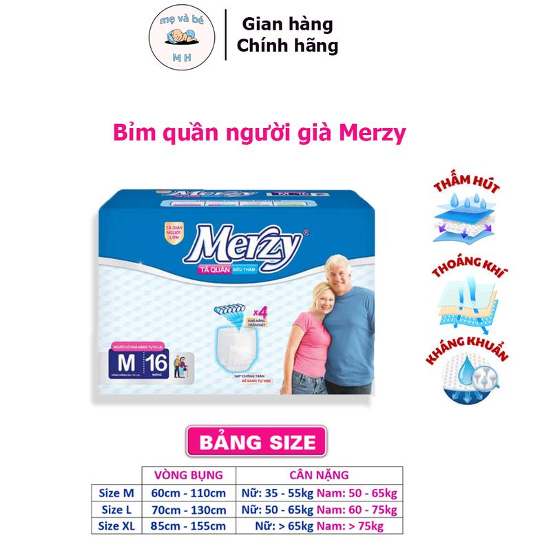 Bỉm quần Người già Merzy M16/ L14/ XL12 Siêu thấm Women