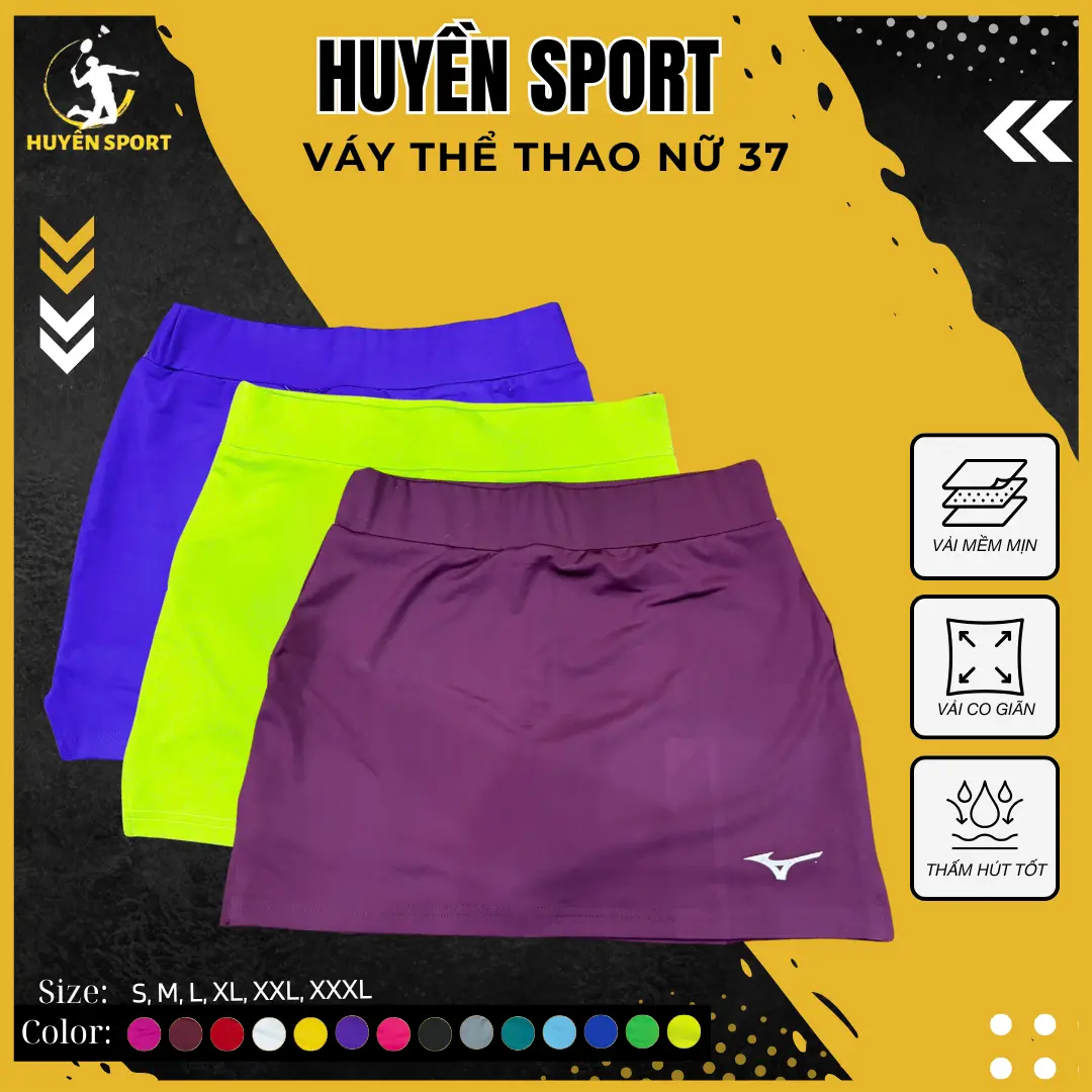 Váy Cầu Lông, Tennis, Chạy Bộ, Váy Thể Thao Nữ Mã 37, Kèm Quần Bảo Hộ Bên Trong Chất Liệu Thun Co Giãn 4 Chiều - Huyền Sport
