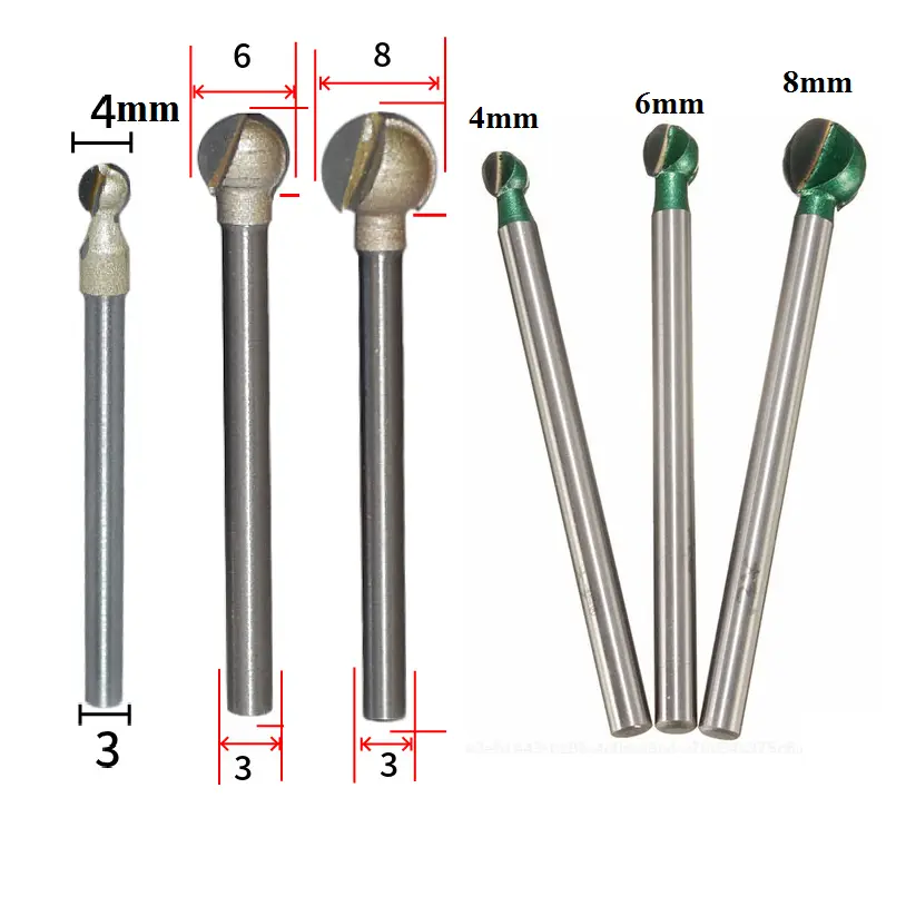 mũi mài hợp kim mũi tỉa gỗ đầu tròn trục 3mm đầu 4/6/8mm, mũi phá gỗ quả đào mũi làm gỗ lũa khắc đục tượng hoa văn Dụng cụ gia đình đa chức năng nghn212114