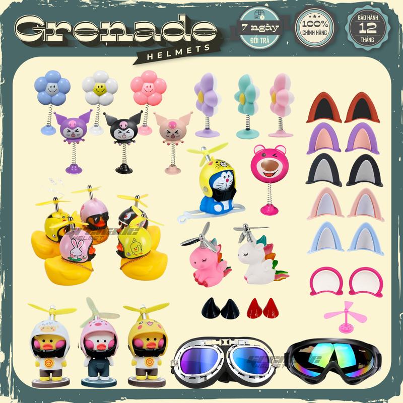 Phụ Kiện Gắn Mũ Bảo hiểm Tai Mèo Tai Gấu Sừng Chong Chóng Doremon Kính Phi Công Helmet