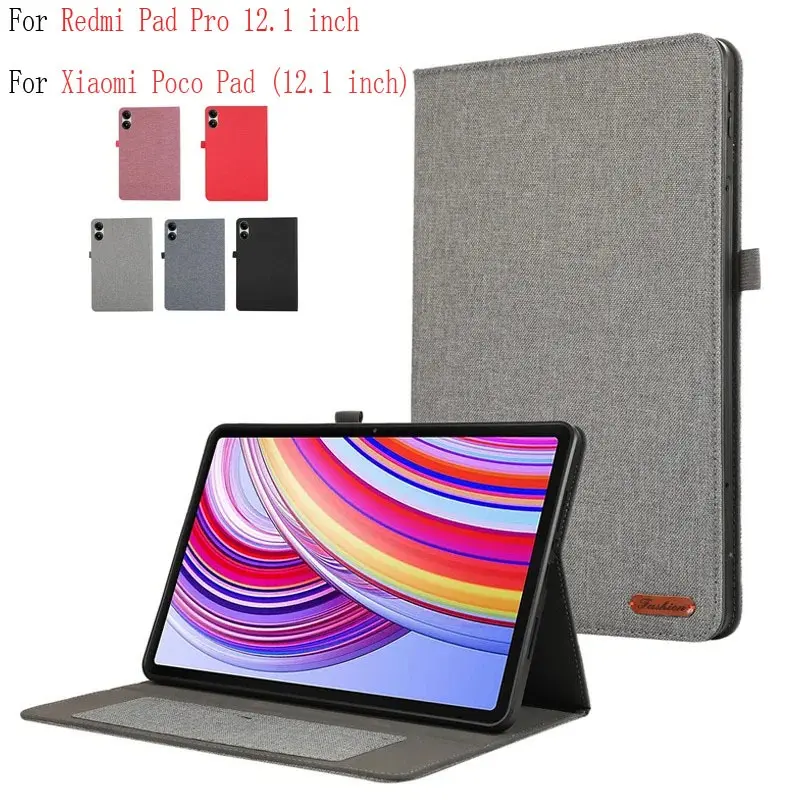 For Xiaomi Redmi Pad Pro 12.1 Inch Case Soft Cloth Flip Bracket Tablet Case for Funda Redmi Pad Pro Case for Poco Pad 12.1 Inch