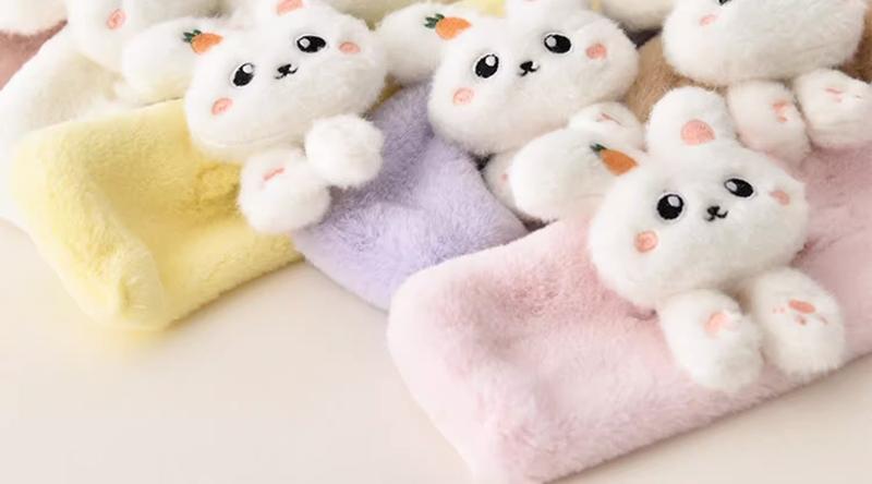 Product Introduction of Korean Women's Lovely Cartoon Rabbit Rabbit Fur Cross Plush Scarf Girl's Winter Neck Protection Thick Warm Fake Neck Bib 8