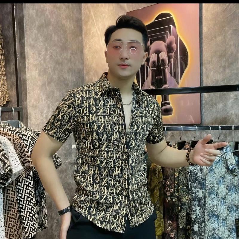 Áo Sơ Mi Nam Ngắn Tay In 3D Hoạ Tiết , Phong Cách , Thoáng Mát , Co Giản - Menswear Shirt 1