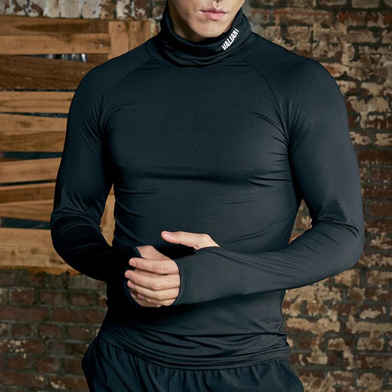 Men T-shirt Camouflage Solid Color Letter Turtleneck Streetwear Spring Autumn Slim Fit Quick Dry Bodybuilding Bottoming Shirt for Fitness 2