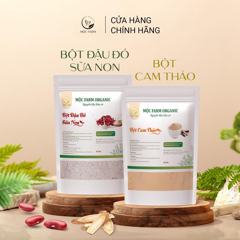 Combo Ủ Trắng Bột Đậu Đỏ Sữa Non (500gr) + Bột Cam Thảo (500gr) Mộc Farm ,Sản Phẩm Skincare Hỗ Trợ Dưỡng Trắng Và Đều Màu Da, Mờ Thâm Sạm, Dùng Cho Da Mặt và Body