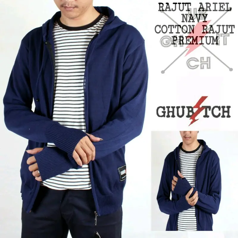 Jaket Rajut Pria & Wanita Bertudung - Rajut Aril Premium 2
