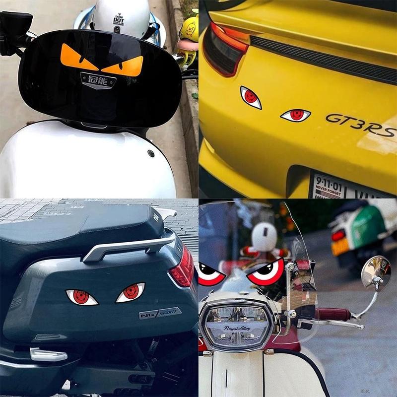 Reflective Demon Eyes Motorcycle Sticker Funny Stickers Hokage Cartoon Eyes Body Decal Waterproof Decoration Motorbike Styling Accessory 4