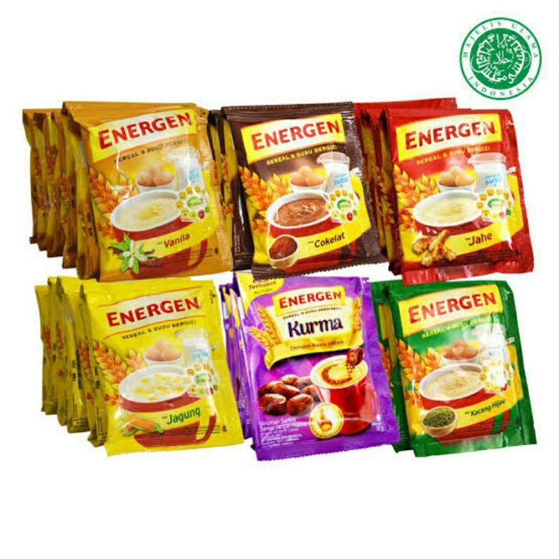 ENERGEN RENCENG ISI 10 SACHET X 32 GRAM, ENERGEN SERAL VANILA COKLAT KACANG HIJAU 10 PCS X 34GR 0