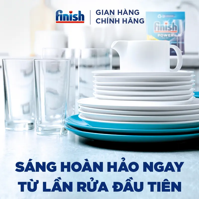 Viên Rửa Chén Bát Hương Chanh Finish Powerball Power Essential Lemon Sparkle - Dạng Thùng 100 viên siêu tiết kiệm 7